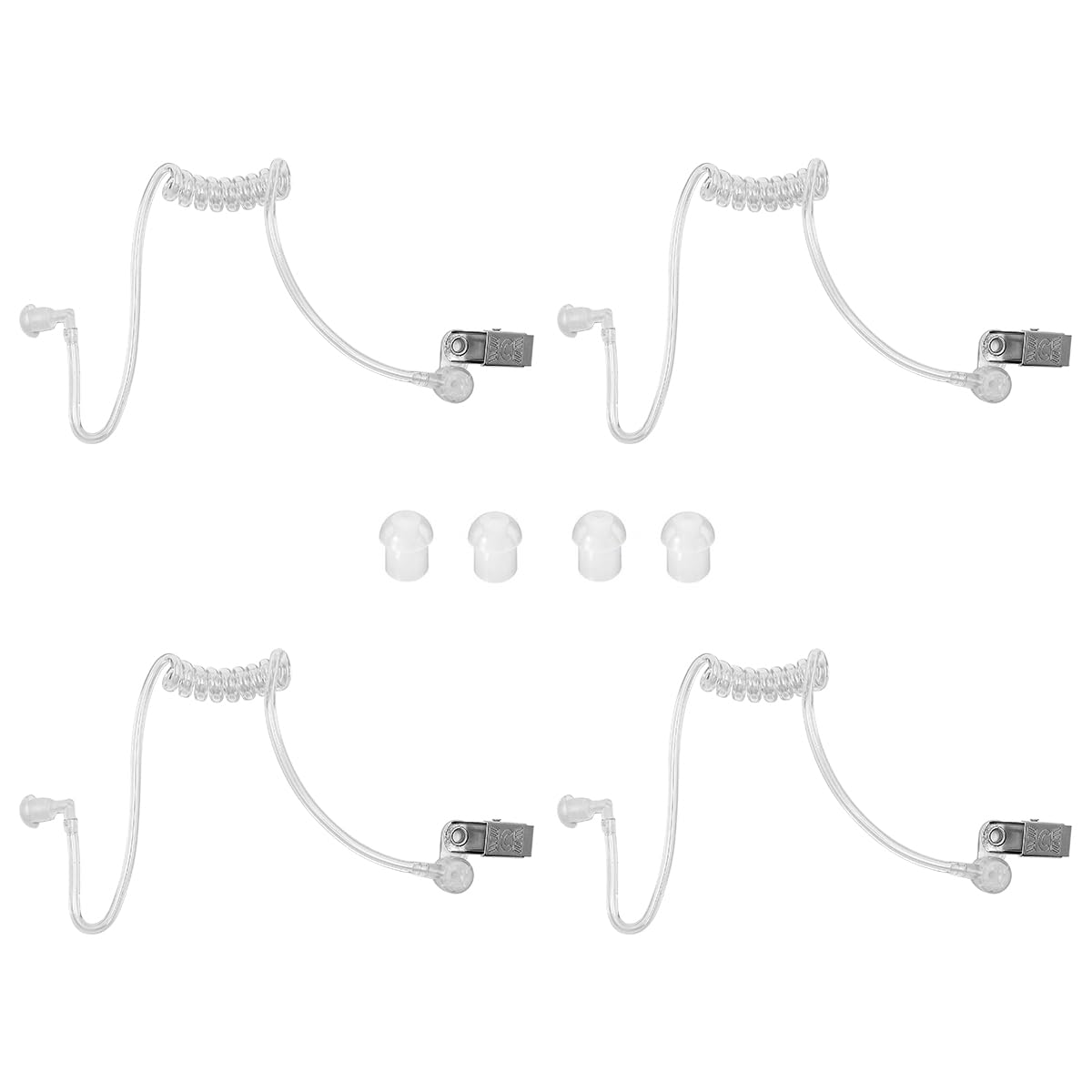 4PCS Replacement Air Acoustic Tube Walkie-talkie Headset Air Conduit with Fixing Clip for Retevis Motorola Kenwood Baofeng Walkie Talkie with Clip Safety Earphone