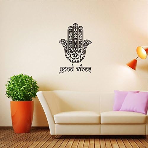 57x37cm Hamsa Hand Wall Sticker Peel and Stick Vinyl Decor Removable Art Mural Fatima Lucky Hand Yoga Good Vibes Wall Decal for Home Decoration Children's Bedroom Kids Room TV Background