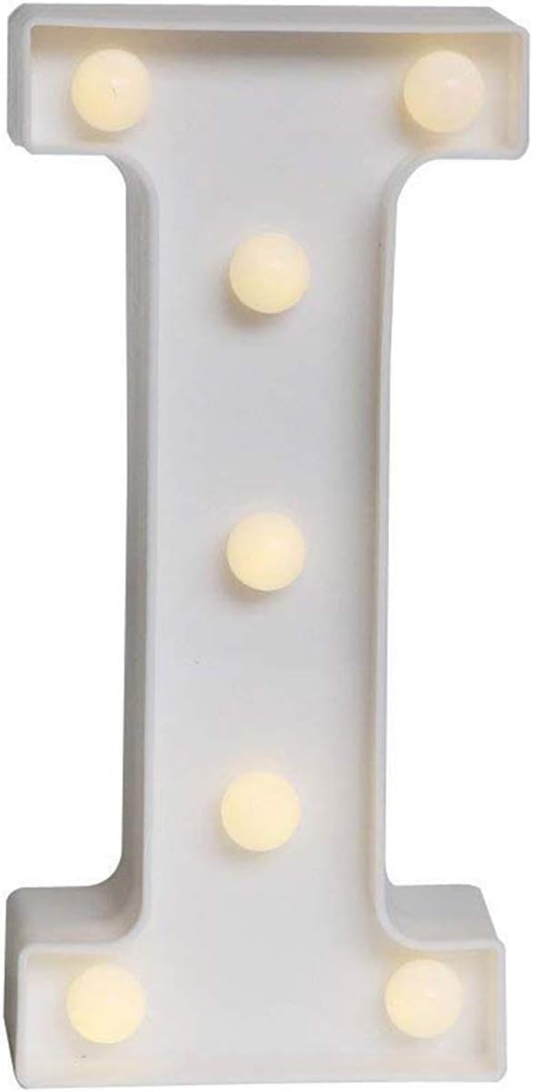 Ogrmar Decorative Led Light Up Number Letters, White Plastic Marquee Number Lights Sign Party Wedding Decor Battery Operated (I)
