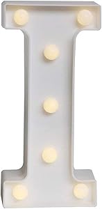 Ogrmar Decorative Led Light Up Number Letters, White Plastic Marquee Number Lights Sign Party Wedding Decor Battery Operated (I)