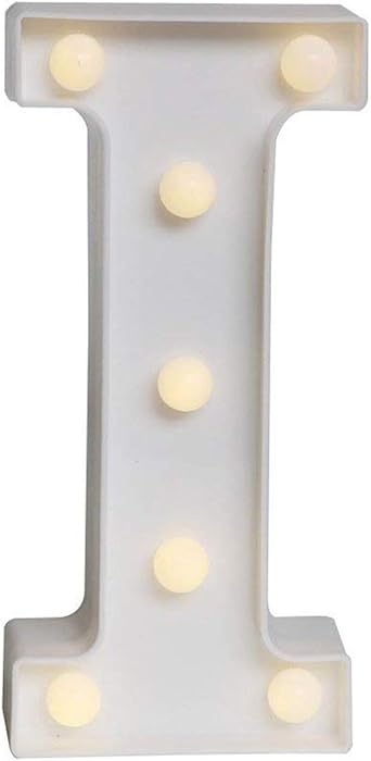 Ogrmar Decorative Led Light Up Number Letters, White Plastic Marquee Number Lights Sign Party Wedding Decor Battery Operated (I)