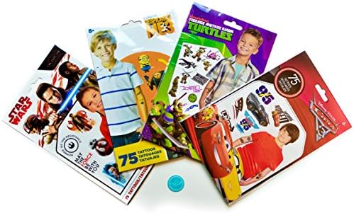 300 Temporary Tattoos For Boys Variety Pack - Star Wars, Despicable Me, Cars 3, &amp; TMNT Assortment With Licensed Sticker