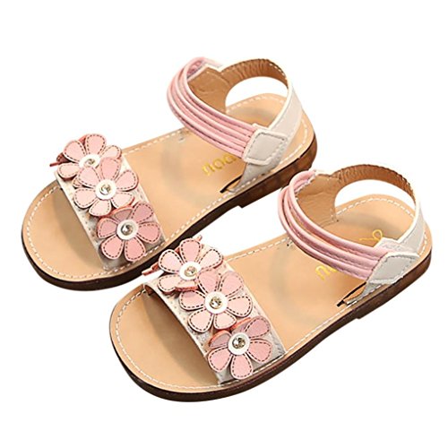 Click Here to See More Images NEARTIME Princess Sandals, Girls' Summer Solid Flower Outdoor Sport Casual Sandals(Toddler/Little Kid) (Age:1.5-2T, Pink)