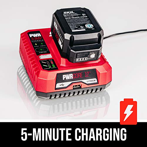SKIL PWRCore 12 PWRJump Charger – QC535701, Charges Battery Up To 25% In 5 Minutes, USB Port For Devices, LED Indicators, Full Charge In 45 Minutes