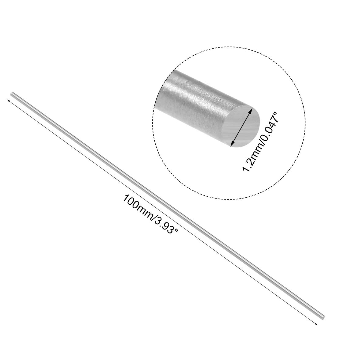 sourcing map 20pcs Round Steel Metal Rods, 1.2mm x 100mm High Speed Steel (HSS) Lathe Bar Stock Tool - Image 3
