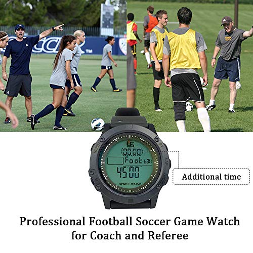 PULIVIA Digital Referee Watch Soccer Football Game Timer 100 Lap Split Memory Stopwatch 3 line Display Large Dial Waterproof Luminous Sports Watch with Alarm Clock Countdown Timer, Battery Included