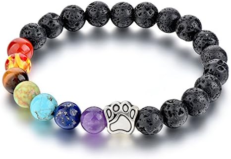 7 Chakra Bracelet Lava Rock Bead Bracelet 8 mm beads Elastic Reiki Healing Energy Stone Diffuser Bracelets …