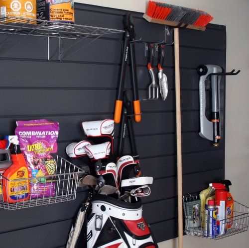 Proslat 88104 Heavy Duty PVC Slatwall Garage Organizer, 4-Feet by 4-Feet Section, Charcoal - Thumbnail 2