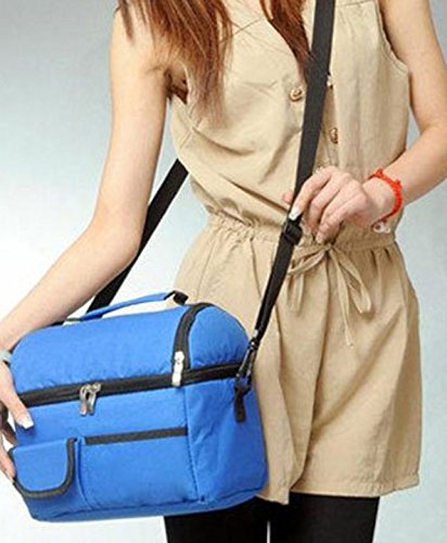 Click Here to See More Images KEANER Picnic Camping Multifunctional Canvas double-layer Lunch Bags