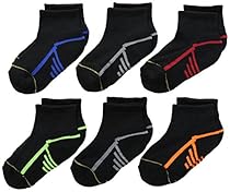Gold Toe Big Boys' 6 Pack Athletic Quarter Sock (2 PK Large (12 Pairs), Black)