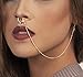 UTCOIDC Fake Nose Ring with Chain Fake Septum Jewelry Nose Ring Hanger Clip On Clicker Crystal Piercing Non Piercing (Silver)