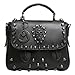 MG Collection Ming Gothic Skull Studded Structured Shoulder Bag, Black, One Size