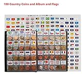 Coin Collection Starter Kit 180 Countries Coins /100% Original Genuine/World Coin with Leather Collecting Album Taged by Country Name and Flags/Coin Holder Collection Storage Classic Gifts