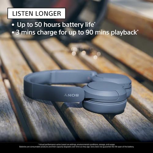 Sony WH-CH520 Auriculares inalámbricos Auriculares supraaurales Bluetooth con micrófono y hasta 50 Horas de duración de la batería con Carga rápida, Capuchino