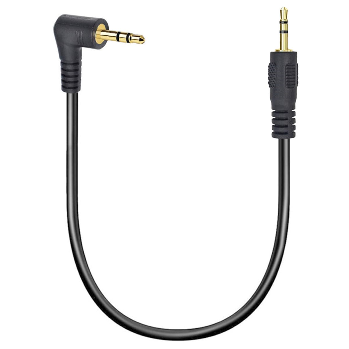 HUHANGGod 90Degree Right Angle 2.5mm Audio Aux Cable, 3Poles 2.5mm to 2.5mm Male to Male Subminiature Stereo Headset Headphone Jack Gold Plated Connector Wire Cord Plug Cable (30 cm)