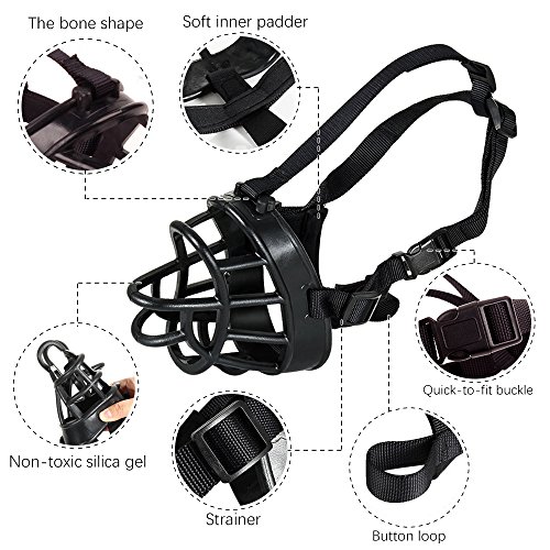 Jinzhao Dog Muzzle,Soft Basket Muzzle for Dogs,Adjustable and Comfortable Secure Pet Muzzle Fit for Medium Large Extra Dog,Best to Prevent Biting, Chewing and Barking, Allows Drinking and Panting - Thumbnail 4