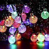 Solar Garden Lights, 50 LED 24Ft Outdoor String Lights Multi-Coloured Waterproof Crystal Ball Fairy Lights, Decorative...