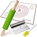 Rolling Pins for Baking Combo, Pastry Mat Kit With Chopper/Scraper and Basting Brush, Large 19x23 Inch Reusable Silicone Non-Slip Non-Stick Mat With Fondant/ Dough Measurements/Dough Roller Baking Set