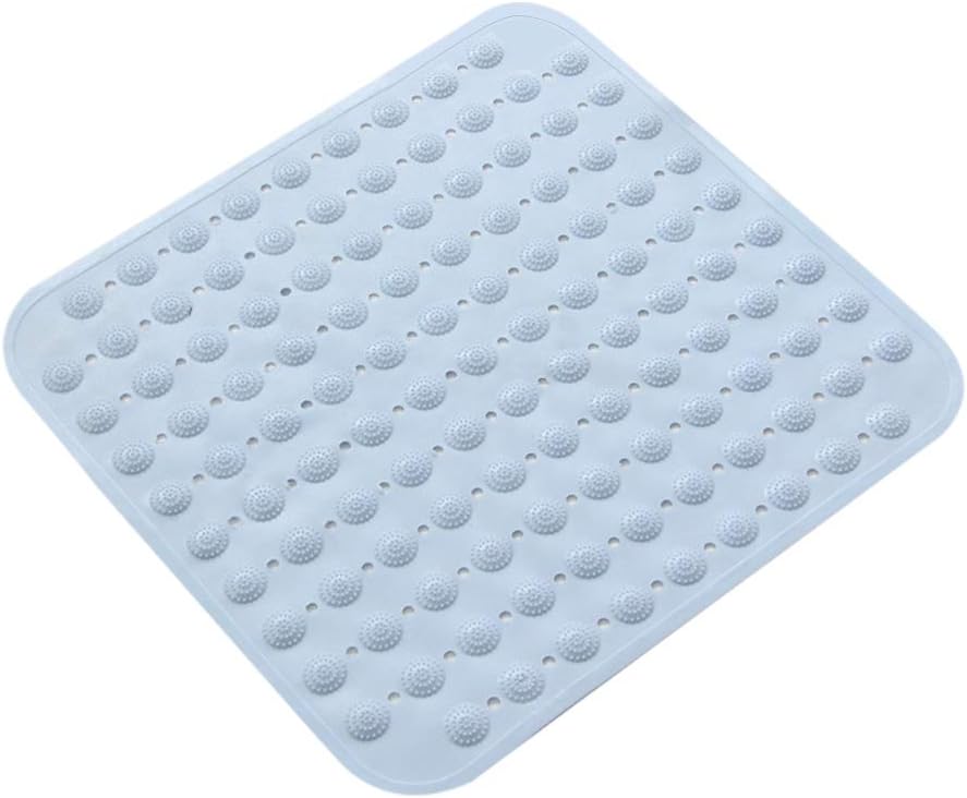 TUOWEI Non-slip Bathtub Mats Massaging Bath and Shower, TPR Anti-Bacterial Anti-Slip-Resistant Bathtub Mat with Suction Cups 48 X 48cm, Blue