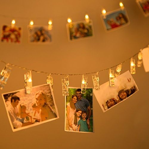 16 LED Photo Clips String Lights Warm White Starry Light For Wedding Christmas Party Decor, Hanging Pictures, Artworks and Postcards, Battery Powered,15 feet