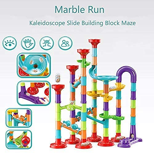 Marble Run Building Blocks STEM Toy Track Race Maze 30 Glass Marbles for Kids Boys Girls 3 4 5 6