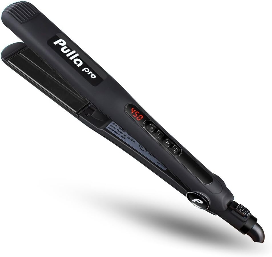 Tourmaline Ceramic Hair Straightener - Professional Digital Vibration 1.2" Ionic Flat Iron with Floating Ceramic Plates - Dual Voltage