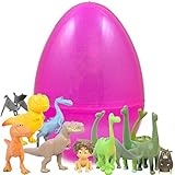COOLINKO Jumbo Glittered Easter Egg with Good Dinosaur Figurines - Ready to Hide - Our Durable Eggs are Easy to Open, Hard to Break - Use Them Again As Party Favors, Pinata Stuffers and Easter Basket