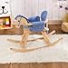 Teamson Kids - Safari Wooden Rocking Horse with Removeable Safety Surrond Pad for Toddlers - Natural / Blue