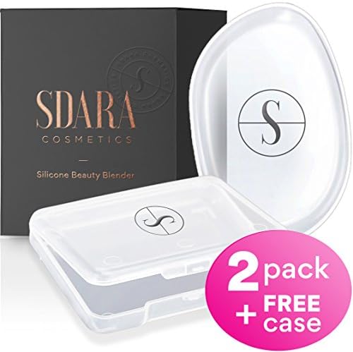 Silicone Makeup Sponge 2-Pack With Free Storage Case - Blender &amp; Cosmetics Applicator for Face - Washable &amp; Premium Quality