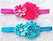 QandSweet Baby Girl Headbands with Polygonal Flower Inlay Rhinestone for Photography (16 Pack)