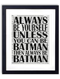 Always Be Batman - Super Hero Art Print 11x14 Inch Reproduction Vintage Dictionary Art Print With "Bat" Definition - Unframed