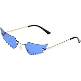LASPOR Wing Shape Lens Rimless Sunglasses for Women Men Party Glasses