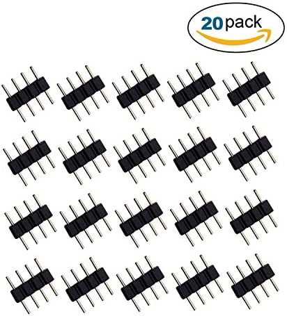 JoysLife 20 PCS 4 Pin Male to Male Connector 3528 5050 SMD RGB LED Strip Lights Connectors