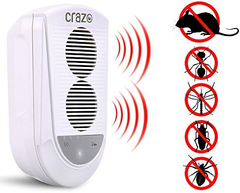 Ultrasonic Pest Control, CRAZO Plug In Mouse Repeller for Indoor Use, Rat Repeller with Powerful Dual Speakers, House Rat Control with LED Light for Rats, Roaches, Spiders and More