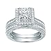 Newshe Jewellery Wedding Rings for Women 925 Sterling Silver Bridal Set AAAAA Cz Princess Cut Engagement Ring Band Size 5-10