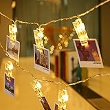 LE 20 LED Photo Clips Copper Wire String Light, Battery Powered, 9.84ft LED Clips Lights Fairy Twinkle Lights for Wedding Party Christmas Home Decor, Hanging Photos, Memos, Cards and Artwork