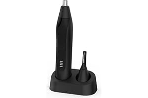 Setonia Ear and Nose Hair Trimmer for Men Women, Eyebrow and Facial Hair Trimmer with Powerful Motor and Dual-Edge Blades Rechargeable Painless 2 in 1 Metal Trimming Tool (Black)