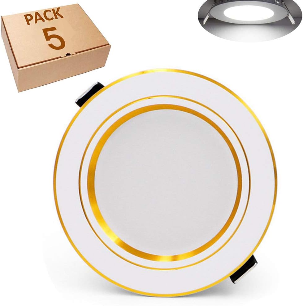 JZH Led Recessed Spot Lights for Ceiling, 105mm Ceiling Downlights, IP44 Bathroom Spot Lights 12W AC85V-265V 500LM, 10 pcs