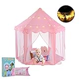 Ejoyous Princess Castle Kids Play Tent, Baby, Toddler, Child, Girls Indoor And Outdoor Play House With Star LED Lights, Large, Pink