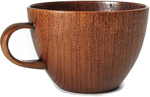 Cospring Handmade Solid Rubber Wood Mug, Cup for Coffee, Tea, Miso Soup, Dip, Decoration (1PC)