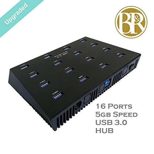 Bai Reiths 16 Ports USB 3.0 SuperSpeed Date Transfer HUB + Single 5V 2.4A Charging Station with On/Off Switch for PC, USB Flash Storage, Bitcoin Miner and Other Devices
