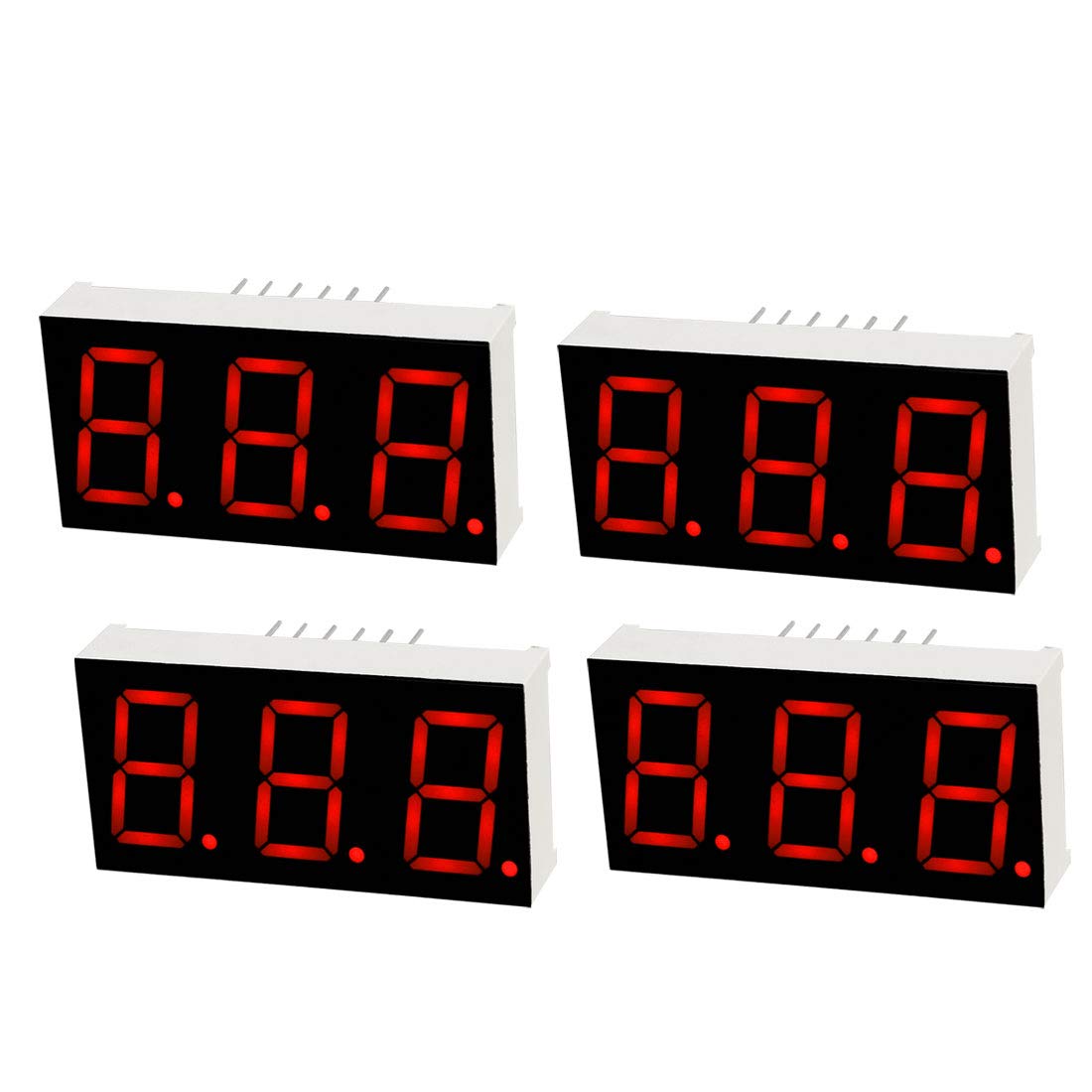 Photo 1 of uxcell Common Cathode 12 Pin 3 Bit 7 Segment Display 1.48 x 0.75 x 0.31 Inch 0.55" Red LED Display Digital Tube 4pcs