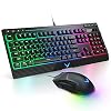 Wired Backlit Keyboard and Mouse Combo, TopMate LED Rainbow Light Up Gaming Keyboard and Mouse Set, 6400DPI RGB Gaming…