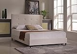 Home Life Cloth Light Beige Cream Linen 47" Tall Headboard Platform Bed with Slats Queen - Complete Bed 5 Year Warranty Included ()