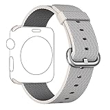 Apple Watch Series 2 Series 1 Woven Nylon band, Aokay Fine Woven Comfortable Durable Nylon Bracelet Strap Replacement Wrist Band for iWatch (42mm-Pearl)
