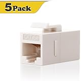 CAT5e Keystone Coupler,VCE (5-PACK) RJ45 Female to Female Insert Coupler UTP CAT5e Keystone inline Coupler -White
