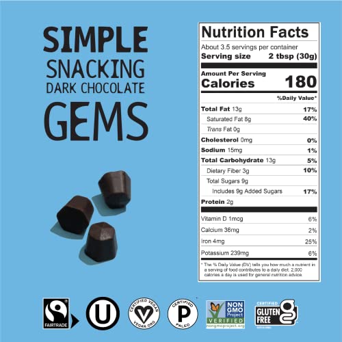 Hu Simple Gems 3 Pack Snacking Chocolate Chips, Organic, Paleo