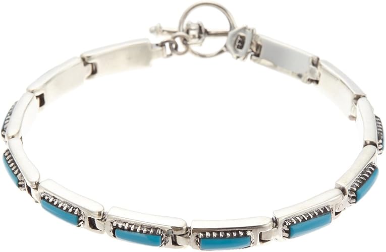 Amazon アクセサリーショップピエナ シルバー925製 ターコイズ スクエア ネイティブ 青 トルコ石 細い 細め ブレスレット レディース メンズ ブレスレット 通販