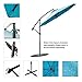 FLAME&SHADE 10 ft Cantilever Offset Outdoor Patio Umbrella with Cross Base Stand, Aqua Blue