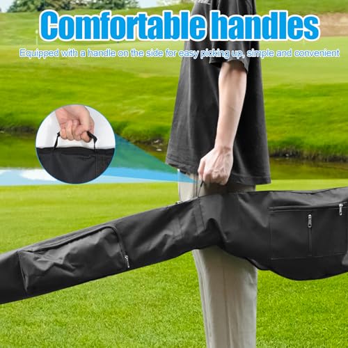 TEUYOE Bolsa de viaje plegable para palos de golf, bolsa porta palos de golf con cremallera para 8-10, bolsa de transporte de golf pequeña y ligera portátil impermeable para mujeres y hombres, negra